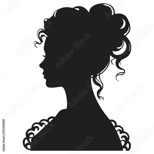 Elegant victorian woman profile silhouette