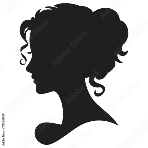 Elegant woman s profile silhouette with updo