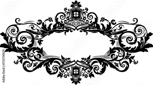 Elegant vintage flourish frame for invitations and monograms offering a sophisticated touch, originally designed as scalable vector art, perfect for design projects