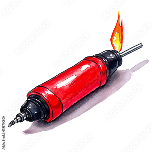 Soldering Iron, watercolor drawing vector, isolated on a white background.