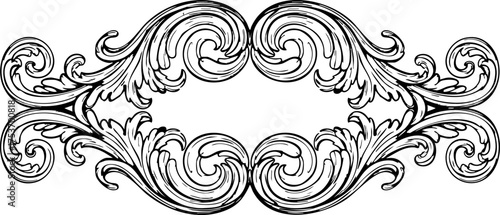 Elegant vintage floral frame with swirling flourish details, perfect for invitations, announcements, or adding a touch of classic beauty to designs