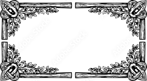Rustic wood frame with floral accents, perfect for invitations and announcements, adds a touch of vintage charm, use for rustic wedding designs