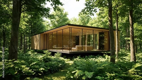 Modern Glass House Retreat Nestled in a Serene Forest Setting.
