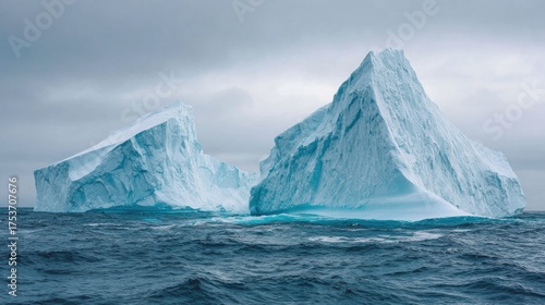 Wallpaper Mural Majestic icebergs floating on the ocean surface under a cloudy sky Torontodigital.ca