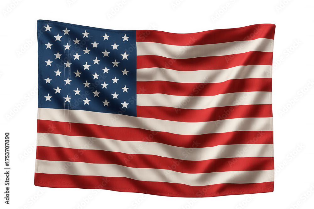 Obraz premium United states national flag with stars and stripes waving on a transparent background, representing patriotism and freedom