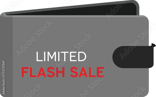 Stylish wallet with "Limited Flash Sale" text, conveying urgent shopping opportunities