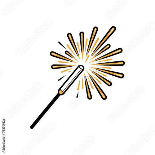 Sparkler icon vector on White Background ,Vector Art Illustration on white background.	