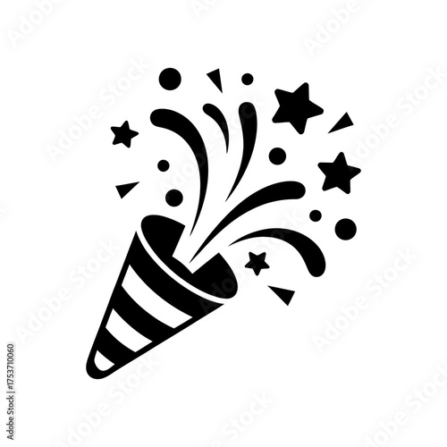 Party popper icon vector on White Background ,Vector Art Illustration on white background.