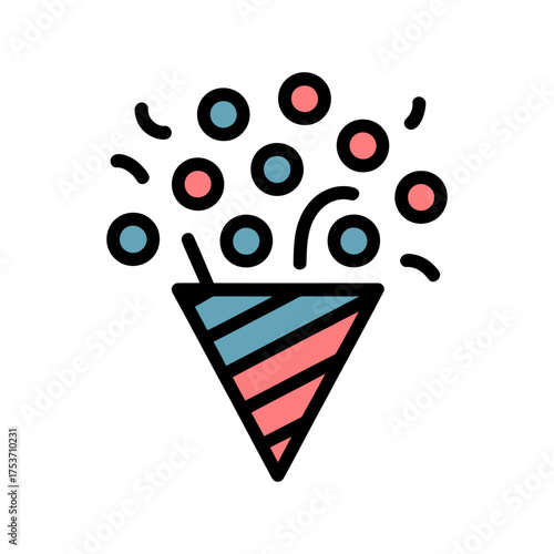 Party popper icon vector on White Background ,Vector Art Illustration on white background.