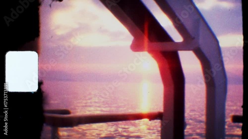 Sunset Vintage  Film, Vintage super 8 film of a sea travel at sunset.