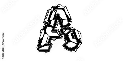 Deconstructed Asymmetric Letter Vector Element Experimental Typography	