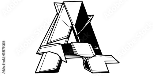 Deconstructed Asymmetric Letter Vector Element Experimental Typography	