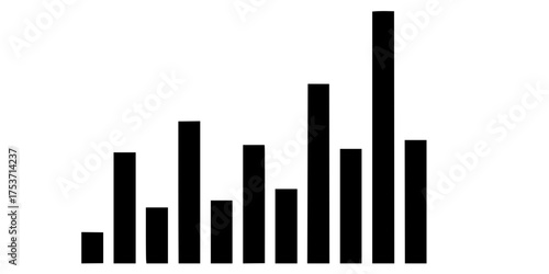 Minimalist Vertical Bar Chart Histogram Flat Vector Data Graphic	