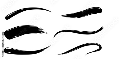 Simple Liquid Paint Brush Strokes Swashes Vector Element Set	