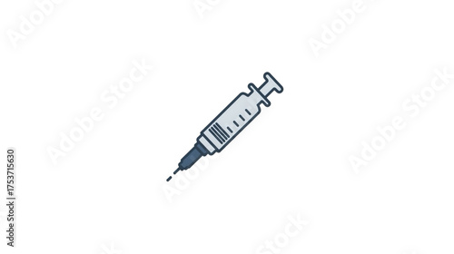 Simple Line Medical Syringe with Liquid Injection Tool Icon