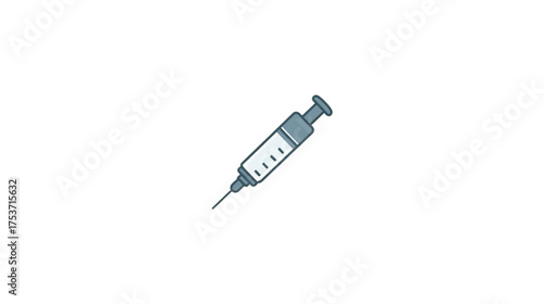 Modern Flat Design Syringe Vaccination Needle Treatment and Medicine Icon