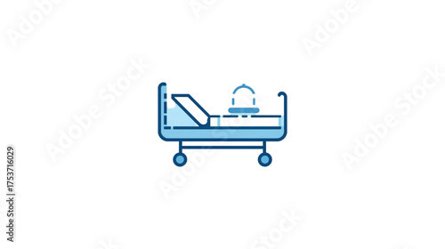 Flat Design Detailed Hospital Bed Medical Equipment Illustration