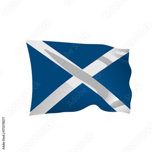 Scottish flag waving in vibrant blue colors representing Scotland  