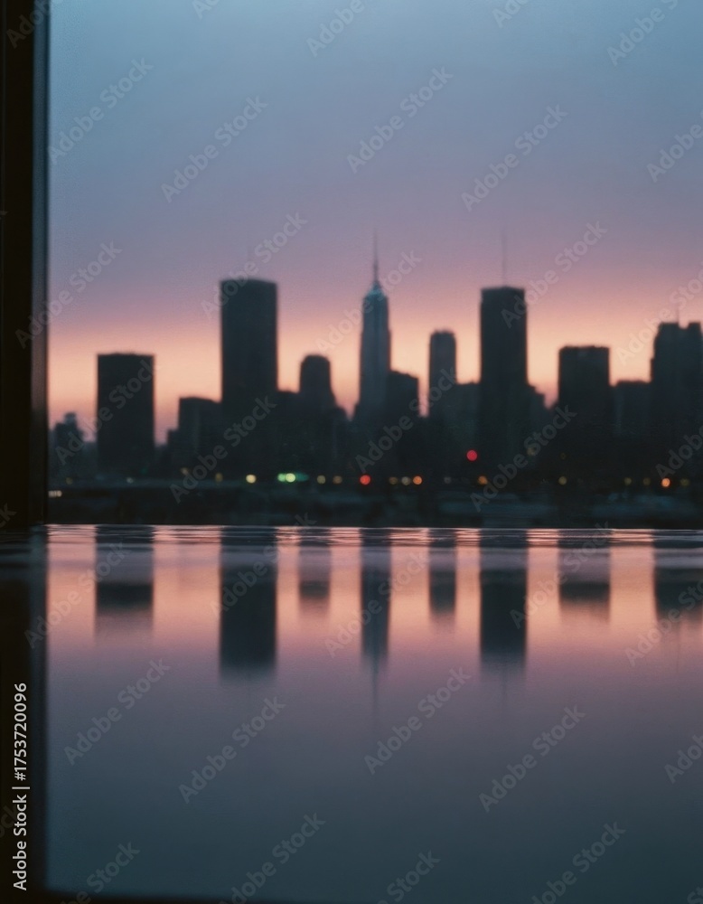 Obraz premium Shimmering Cityscape: Reflections on the Water at Night