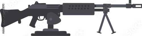 Machine gun weapon mounted on swivel base illustration in flat style military equipment vector design 