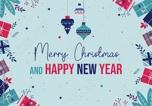 Happy Holidays – Christmas Gifts and Snowballs – Banner for Christmas or New Year Celebrations – Festive Background, Winter Holidays