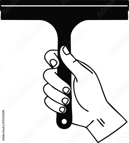 Hand holding window squeegee cleaning tool vector illustration for hygiene and maintenance purposes 