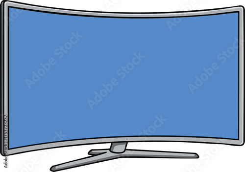 Curved modern television screen with blue display for home entertainment and media consumption vector illustration 