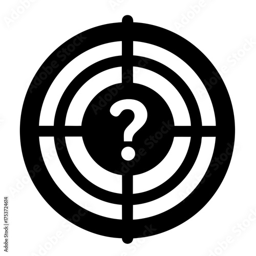 Question mark in the center of an archery target, signifying uncertainty