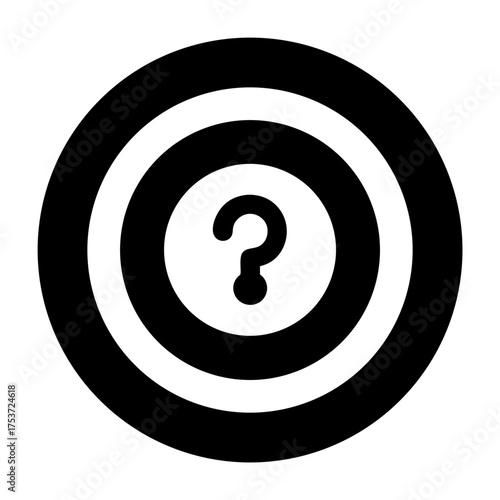 Question mark inside target symbol, suggesting uncertainty and the need for answers
