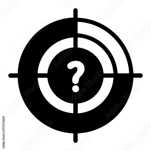 Target with a question mark, signifying uncertainty, unknown, and decision making processes