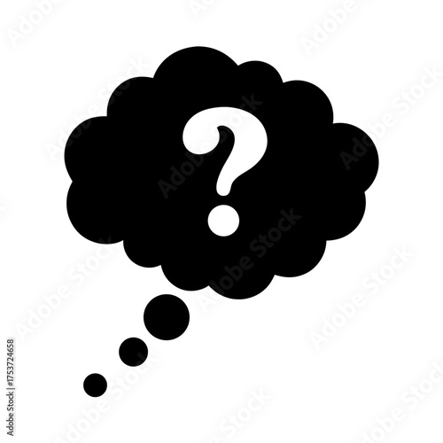 A question mark within a thought bubble, symbolizing uncertainty and contemplation