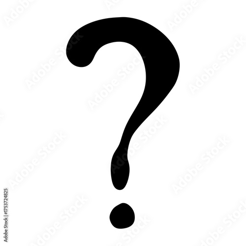 A solitary black question mark against a white background, full of mystery