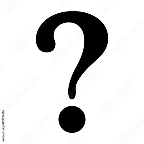 A simple and bold black question mark for inquiry or uncertainty