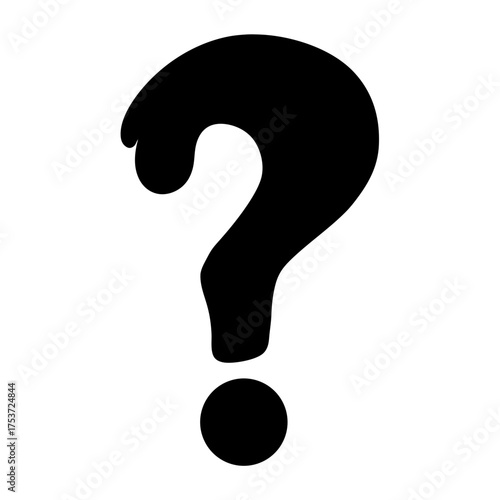 A bold black question mark standing out against a white background