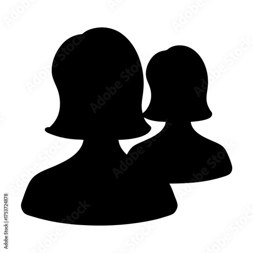 Silhouette of two female figures representing teamwork, collaboration, and support