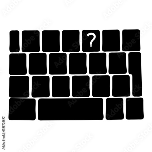 Abstract representation of a keyboard with a question mark key displayed in white