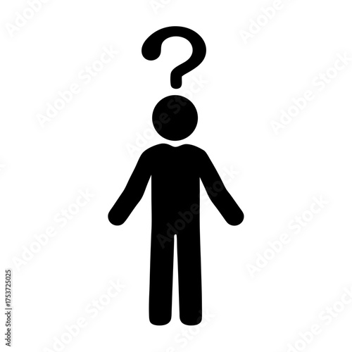 Black silhouette of human figure with question mark hovering above head