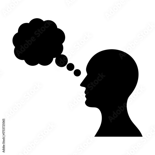 Silhouette of a person thinking deeply and visualizing future ideas or concepts