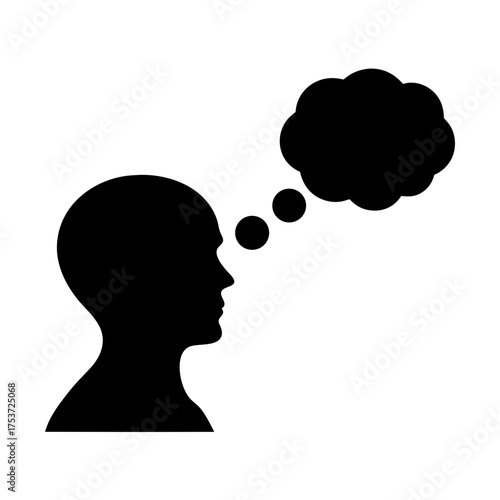 Silhouette of a person with a thought bubble symbolizing cognition and reflection