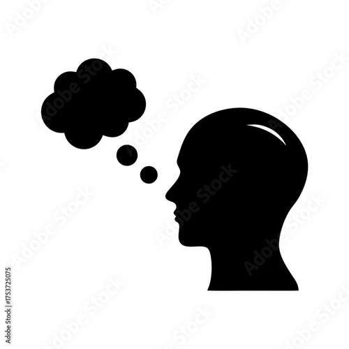 Silhouette of a head with a thought bubble suggesting deep contemplation