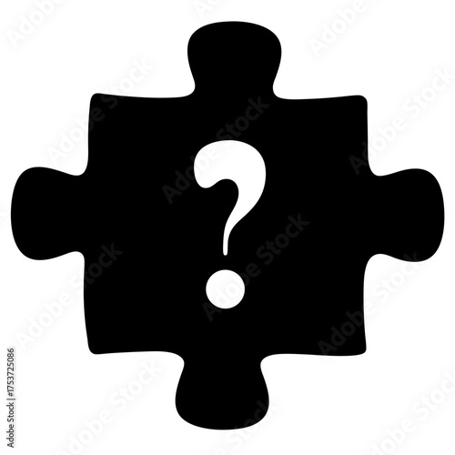 A single puzzle piece with a question mark indicating uncertainty or mystery