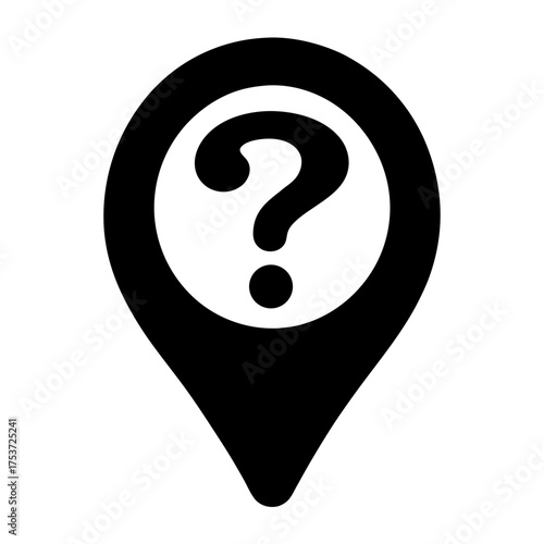 Map Pin with Question Mark Showing Location of Information and Queries