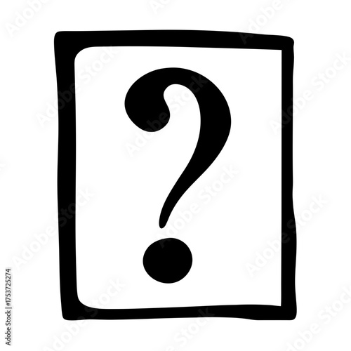 A bold black question mark in a playful, handdrawn frame conveys uncertainty