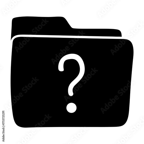 A black and white illustration depicting a mysterious file or directory folder
