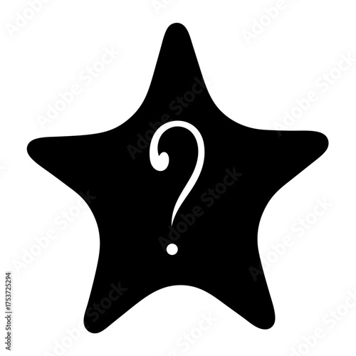 Black star shape containing a white question mark symbolizing uncertainty and curiosity
