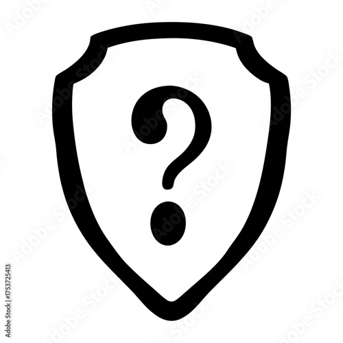 Question Mark Shield Icon Depicting Uncertainty, Exploration and Problem Solving Concept