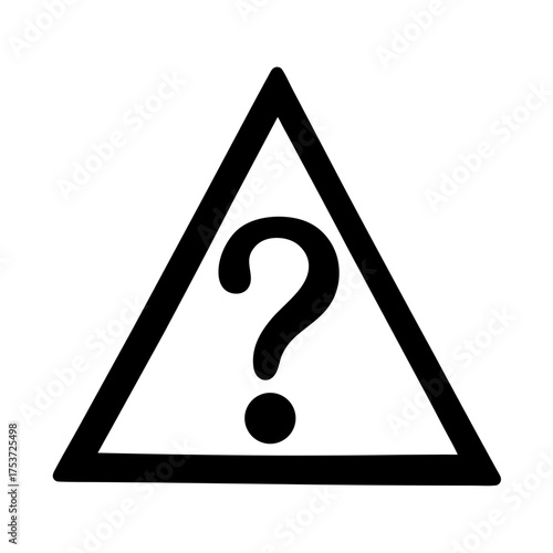 Question Mark Symbol in Triangle, Representing Uncertainty and Inquiry in Black