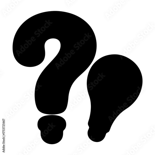 Question mark and light bulb representing question about ideas, solutions, and answers