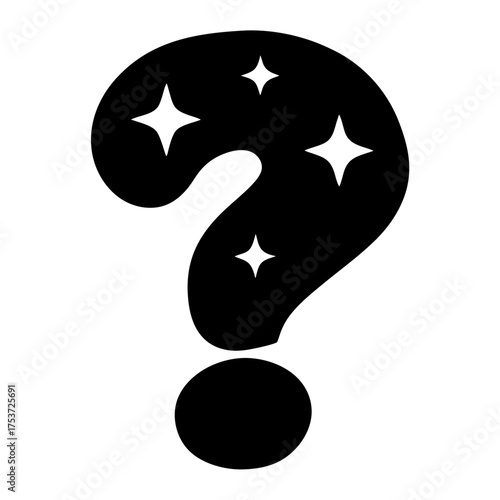 Mysterious question mark with celestial stars creating a sense of wonder