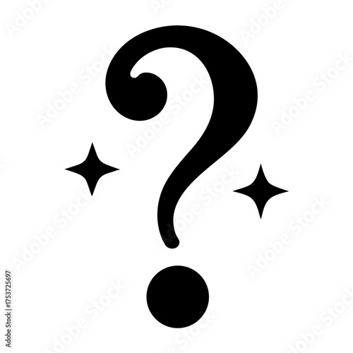 Enigmatic Question Mark with Sparkling Stars, Symbol of Uncertainty and Curiosity